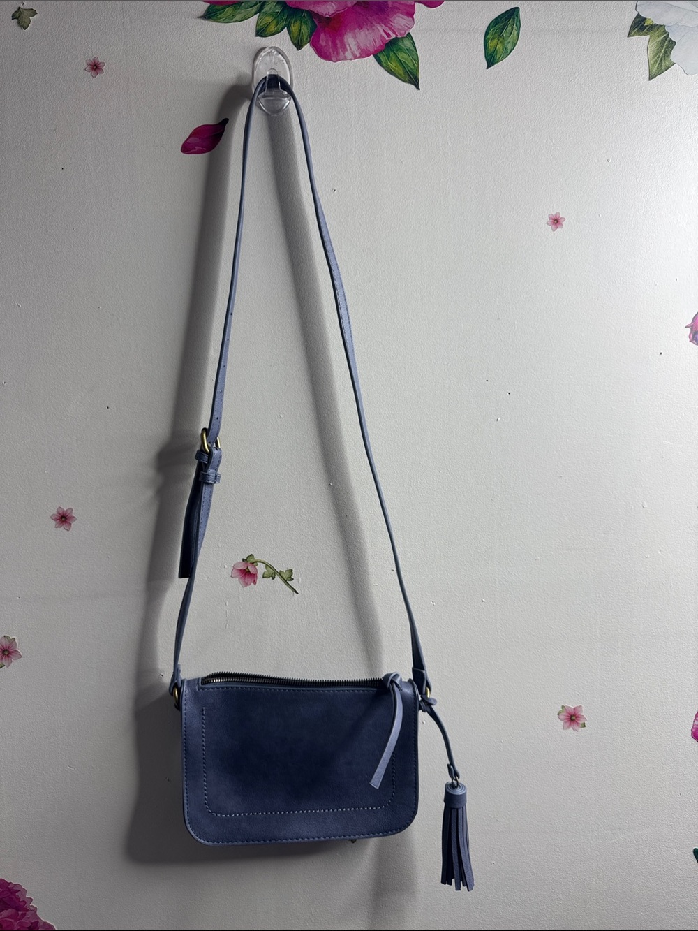 Women's blue Crossbody Bag with Tassel